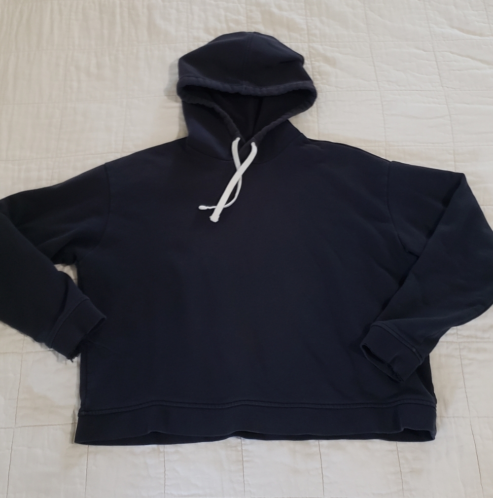 Everlance Classic French Terry Square Crop Hoodie Washed Black Medium